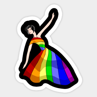 Dancer in rainbow dress Sticker